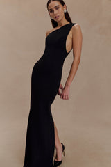 Milena One Shoulder Crepe Maxi Dress - Black