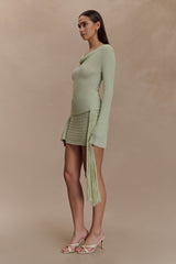 Elowen Knit Cowl Long Sleeve Top - Pastel Green