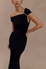 Kinsley Slinky Maxi Dress With Hardware - Black