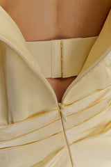 Iris Long Sleeve Satin Maxi Dress - Lemon