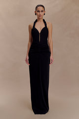 Vivianne Low Neck Maxi Dress - Black