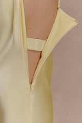 Isadora Lace & Satin Maxi Dress - Lemon
