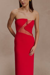 Lianne Strapless Maxi Dress - Red