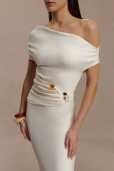 Kendra Scuba Jersey Midi Dress With Hardware - Ivory