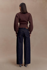 Mertyle Aysmetrical Knit Jumper - Deep Chocolate