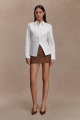 Millie Tie Back Cotton Shirt - White