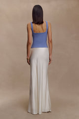 Aisling Ribbed Square Neck Sleeveless Top - Cornflower Blue