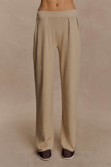 Frannie Gathered Silk Blend Knit Pants - Sand