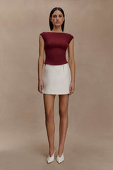 Romana Short Sleeve Mesh Top - Burgundy