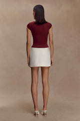 Romana Short Sleeve Mesh Top - Burgundy
