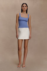 Aisling Ribbed Square Neck Sleeveless Top - Cornflower Blue