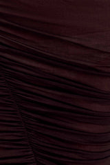Matilda Ruched Mesh Maxi Skirt - Chocolate