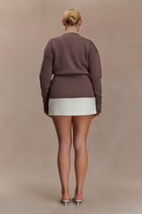 Amanda Statement Button Knit Cardigan - Cacao Brown