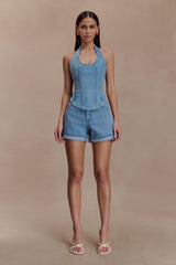 Carlene Cuffed Denim Shorts - Classic Blue