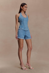 Carlene Cuffed Denim Shorts - Classic Blue