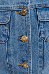 Marge Fitted Denim Short Sleeve Top - Classic Blue
