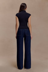 Freesia High Neck Sleeveless Top - Black