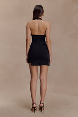 Aubree Crepe And Mesh Mini Dress - Black