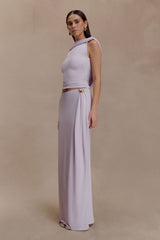 Bridget Slinky Maxi Skirt With Hardware - Dusty Lilac
