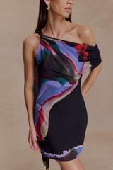 Daisie Chiffon Mini Dress - Multi Fluid Reverie Print