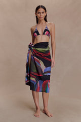 Evie Chiffon Sarong - Multi Fluid Reverie Print