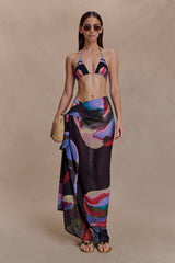 Evie Chiffon Sarong - Multi Fluid Reverie Print