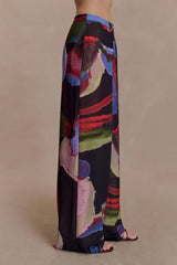Rachel Chiffon Straight Leg Pants - Multi Fluid Reverie Print