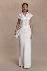 Saphira Shirt Corset Maxi Dress - White