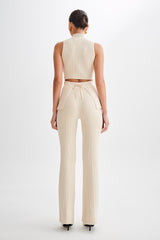 Chiara Straight Leg Rib Knit Pant - Cream