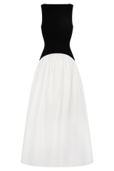 Acacia Contrast Sleeveless Maxi Dress - Black/White
