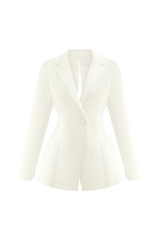 Ada Tailored Satin Blazer - Ivory