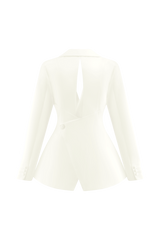 Ada Tailored Satin Blazer - Ivory
