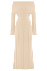 Alonza Long Sleeve Knit Midi Dress - Cream