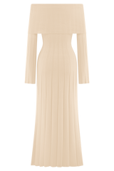 Alonza Long Sleeve Knit Midi Dress - Cream
