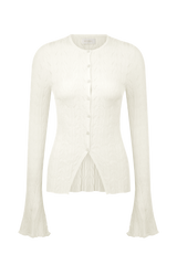 Amy Pointelle Bell Sleeve Cardigan - Ivory
