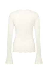 Amy Pointelle Bell Sleeve Cardigan - Ivory