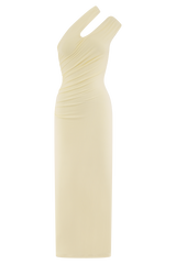 Anastasia One Shoulder Modal Midi Dress - Pale Lemon