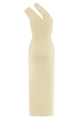 Anastasia One Shoulder Modal Midi Dress - Pale Lemon