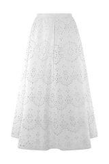 Arla Broderie Midi Skirt - White