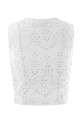 Arla Sleeveless Broderie Top - White