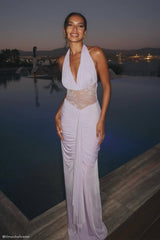 Bonnie Slinky And Lace Maxi Dress - Lilac