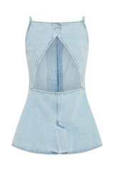 Ashton Sleeveless Button Denim Top - Light Blue