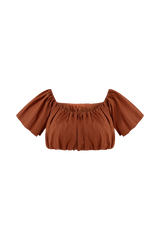 Autumn Off Shoulder Bubble Top - Burnt Orange