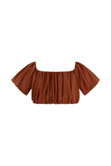 Autumn Off Shoulder Bubble Top - Burnt Orange