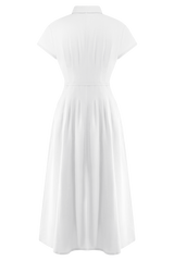 Aysha Buttoned Linen Midi Dress - White
