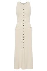 Sawyer Sleeveless Buttoned Maxi Dress - Ivory