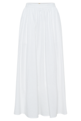 Clarence Linen A-Line Maxi Skirt - White