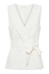 Amelie Suiting Longline Vest - Ivory