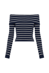 Dominica Off Shoulder Knit Top - Navy