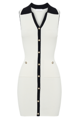 Veruka Collared Contrast Knit Mini Dress - Ivory